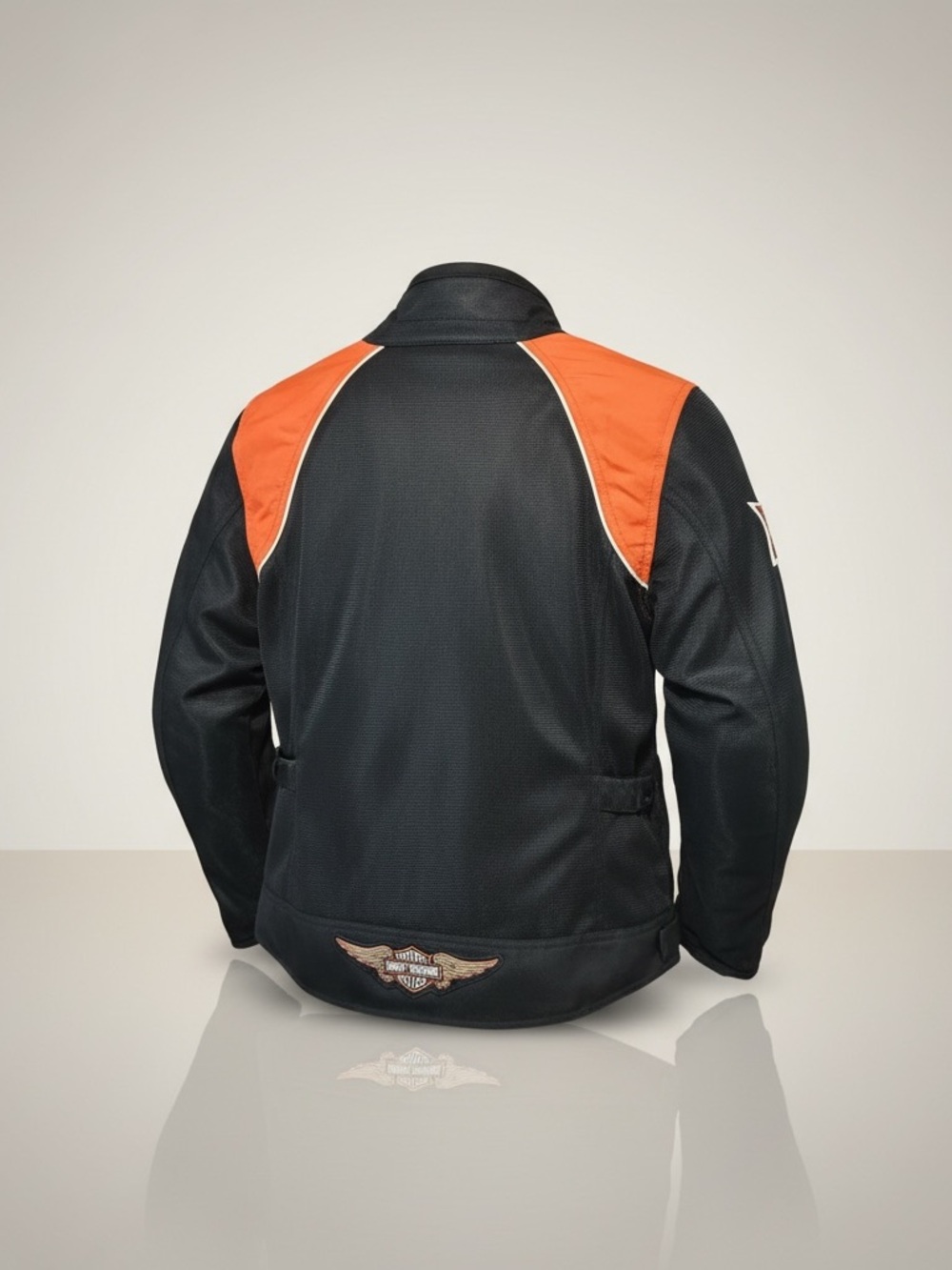 Harley-Davidson Black and Orange Mesh Hooded Riding Jacket - Picture 2 of 3